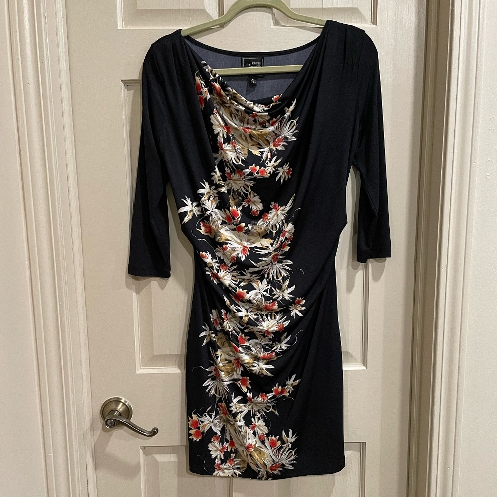Kinder Aggugini Black and Floral Ruched Dress